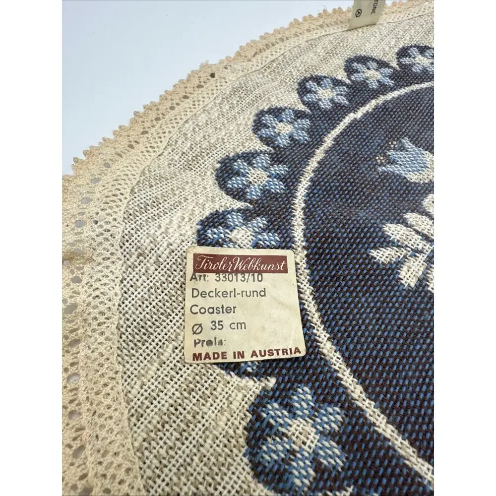 Vintage Austria Round Tapestry 100% Baumwolle 14” Diameter EUC